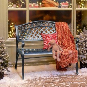 39.4" Cast Aluminum Outdoor Bench for Two