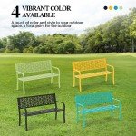 VINGLI 50" Floral Metal Outdoor Garden Bench