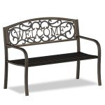 50'' Black Steel Patio Garden Bench