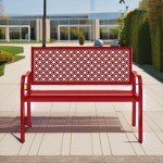 Rose Red 2-Person Metal Patio Bench