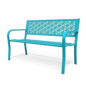 VINGLI 50" Floral Back Metal Outdoor Bench