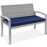 Stylish 2-Person Wicker Patio Bench with Cushions