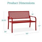Rose Red 2-Person Metal Patio Bench