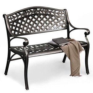 39.4" Cast Aluminum Outdoor Bench for Two