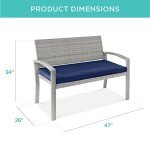 Stylish 2-Person Wicker Patio Bench with Cushions