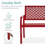 Rose Red 2-Person Metal Patio Bench