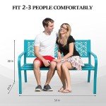 VINGLI 50" Floral Back Metal Outdoor Bench