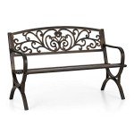 PHI VILLA 50-Inch Floral Design Garden Bench