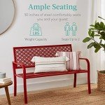 Rose Red 2-Person Metal Patio Bench