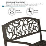 50'' Black Steel Patio Garden Bench