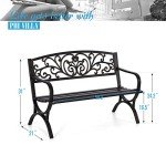 PHI VILLA 50-Inch Floral Design Garden Bench