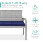 Stylish 2-Person Wicker Patio Bench with Cushions