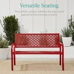 Rose Red 2-Person Metal Patio Bench