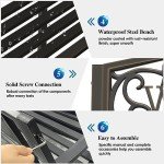 50'' Black Steel Patio Garden Bench