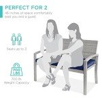 Stylish 2-Person Wicker Patio Bench with Cushions