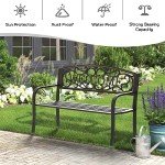50'' Black Steel Patio Garden Bench