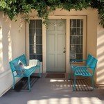 VINGLI 50" Floral Back Metal Outdoor Bench