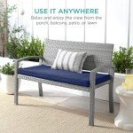 Stylish 2-Person Wicker Patio Bench with Cushions