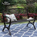 PHI VILLA 50-Inch Floral Design Garden Bench