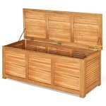 Tangkula 47 Gallon Acacia Wood Outdoor Storage Box