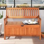 Wooden Outdoor Storage Bench for Patio and Garden