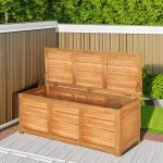 Tangkula 47 Gallon Acacia Wood Outdoor Storage Box