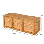 Tangkula 47 Gallon Acacia Wood Outdoor Storage Box