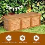 Tangkula 47 Gallon Acacia Wood Outdoor Storage Box
