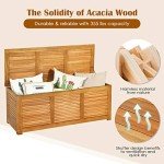 Tangkula 47 Gallon Acacia Wood Outdoor Storage Box