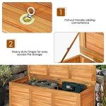Tangkula 47 Gallon Acacia Wood Outdoor Storage Box