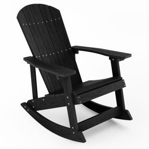 YEFU Outdoor Adirondack Rocking Chair - Black