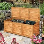 Tangkula 47 Gallon Acacia Wood Outdoor Storage Box