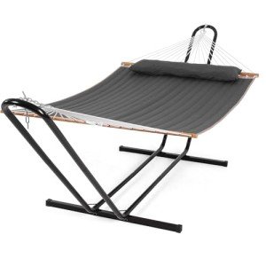 SUNCREAT Two-Person Freestanding Outdoor Hammock – Gray