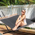 SUNCREAT Two-Person Freestanding Outdoor Hammock – Gray