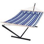 SUNCREAT Blue Striped Heavy Duty Two-Person Hammock