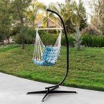 Metal Hanging Hammock C-Stand - Black Finish