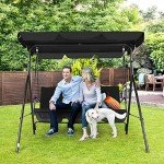 3-Seat Patio Swing Chair with Adjustable Canopy