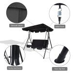 3-Seat Patio Swing Chair with Adjustable Canopy