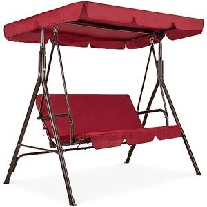 Outdoor 2-Person Swing Chair with Canopy - Burgundy