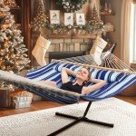 SUNCREAT Blue Striped Heavy Duty Two-Person Hammock