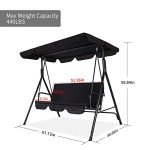 3-Seat Patio Swing Chair with Adjustable Canopy