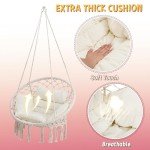 Beige Macrame Hammock Chair with Cushion