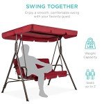 Outdoor 2-Person Swing Chair with Canopy - Burgundy