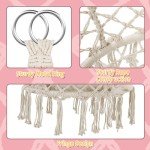 Beige Macrame Hammock Chair with Cushion