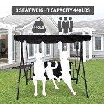 3-Seat Patio Swing Chair with Adjustable Canopy