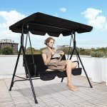 3-Seat Patio Swing Chair with Adjustable Canopy