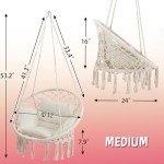 Beige Macrame Hammock Chair with Cushion