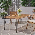 Kama Rectangular Acacia Wood Patio Dining Table