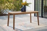 Janiyah Outdoor Acacia Wood Dining Table with Umbrella