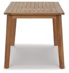 Janiyah Outdoor Acacia Wood Dining Table with Umbrella